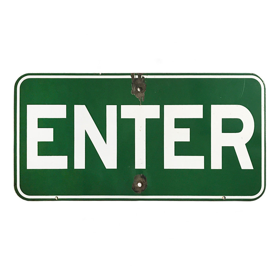 ENTER porcelain sign